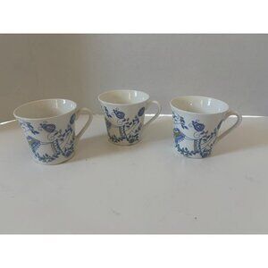 Vintage LOTTE FIGGJO Tea Cups Set of 3 Turi-Design Handpainted Silkscreen 2.75"